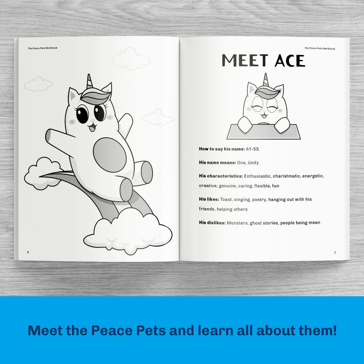 The Peace Pets Workbook Meet the Characters - Learn About Ace, Ehno, and Bayo